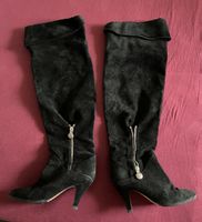 Schwarze Kniehohe Stiefel mit Reissverschluss, Grösse 34