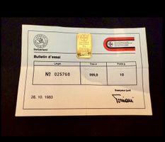 Schöner Goldbarren à 10g mit altem UBS Logo / Ab CHF 1.00!