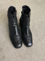 Schwarze Echtleder Damen Stiefeletten Gr. 37, gefüttert, 4cm