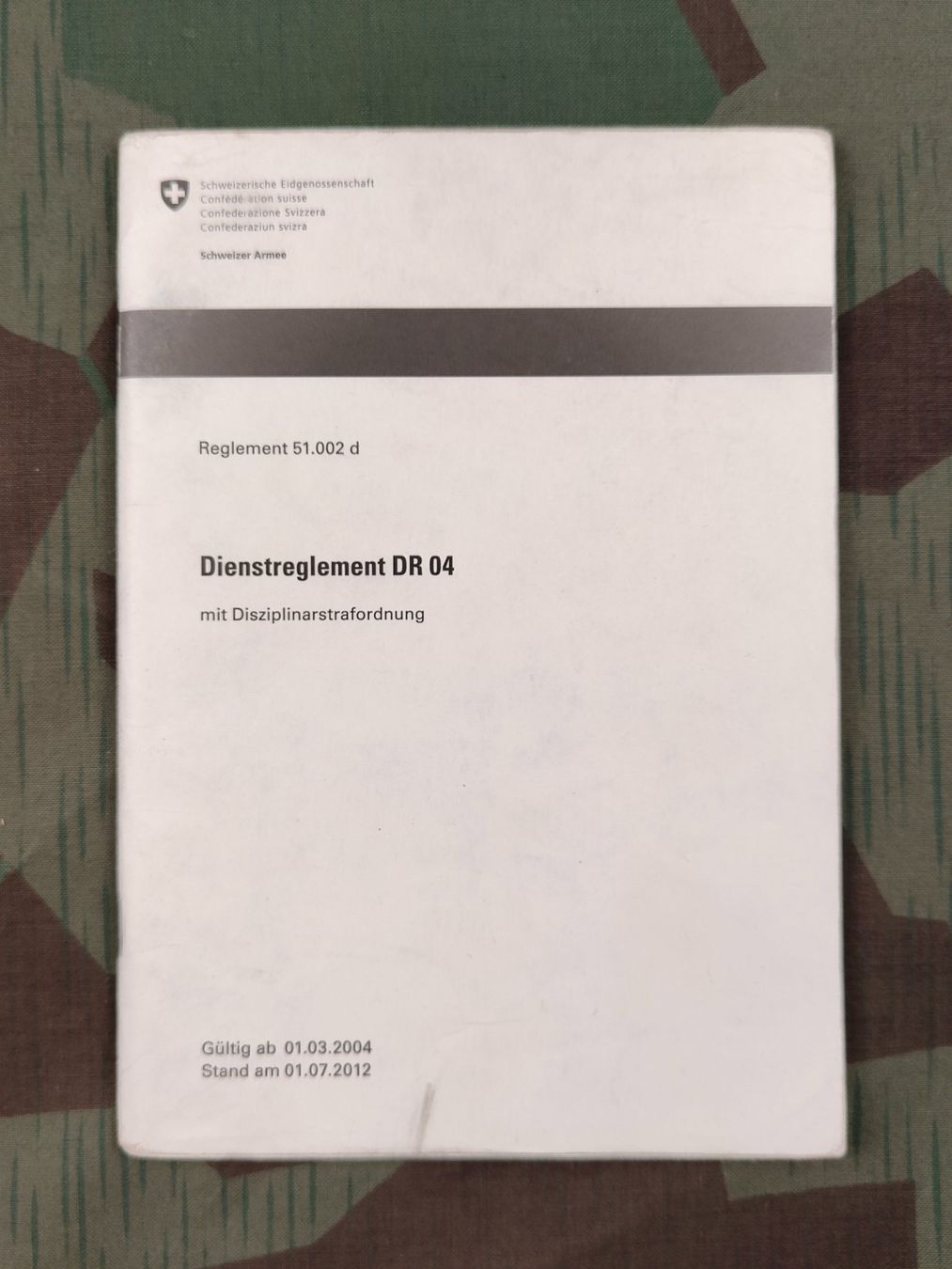 Schweizer Armee Uniformi: Reglement 51.002 d Dienstreglement DR 04 – Usato da Bauma venduto da SwissMilitaria