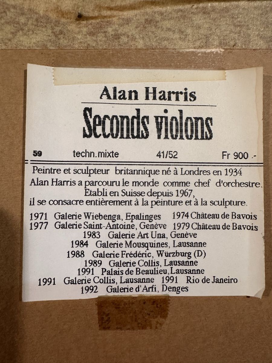 Dipinti: Alan Harris, Seconds violons, Technique mixte 41/52 signé – Usato da Lausanne venduto da artnouveau04 8