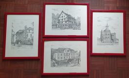 4 Bilder von Kreuzlingen,  Signiert