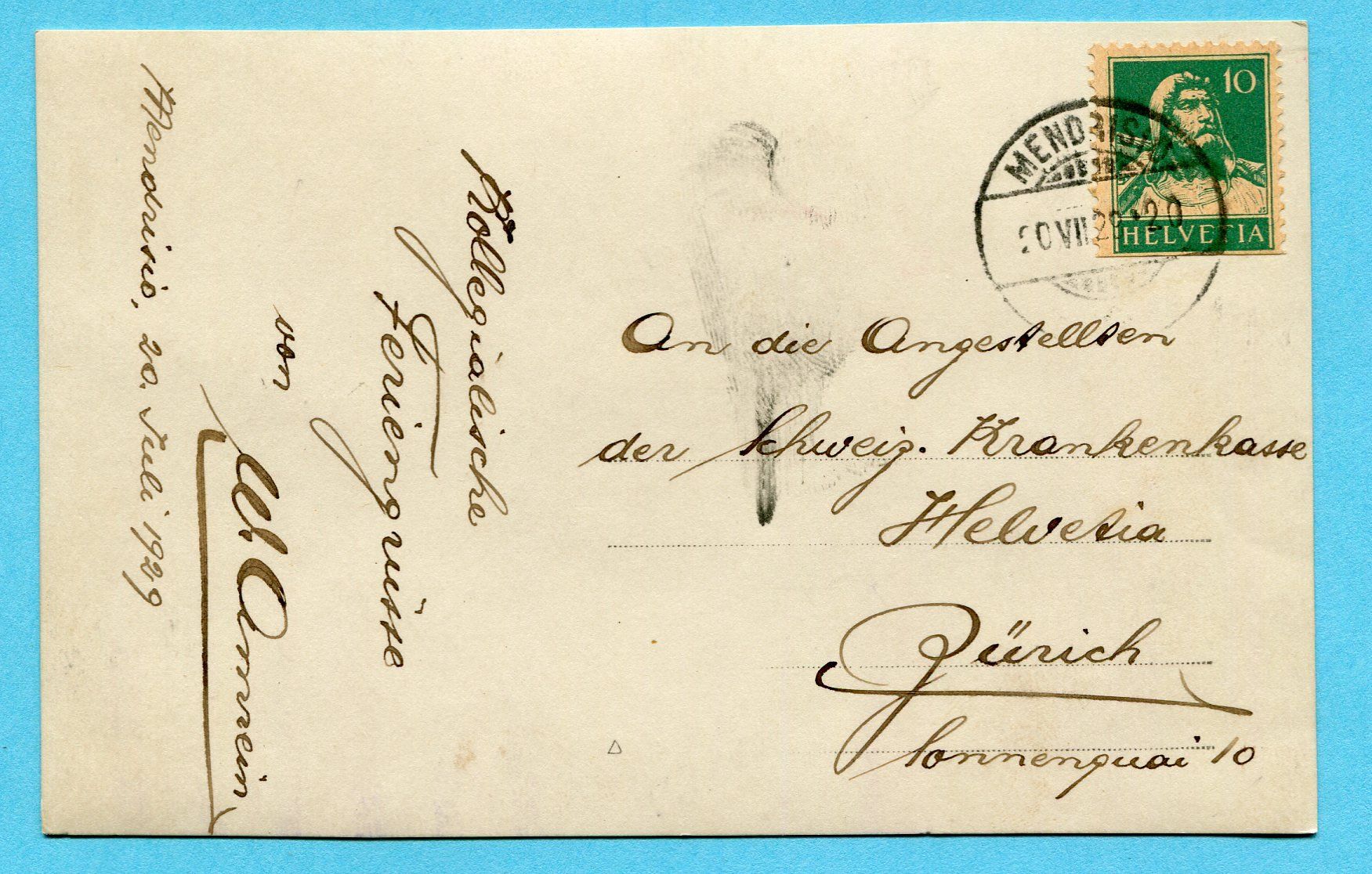 Cartoline postali: Mendrisio 1929 - Text interssant ! – Usato da Opfikon venduto da Prophila 1