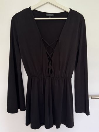 Topshop Jumpsuit Schwarz mit Schnürung (36)