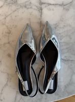 Silberne Slingpumps, Gr. 41/42