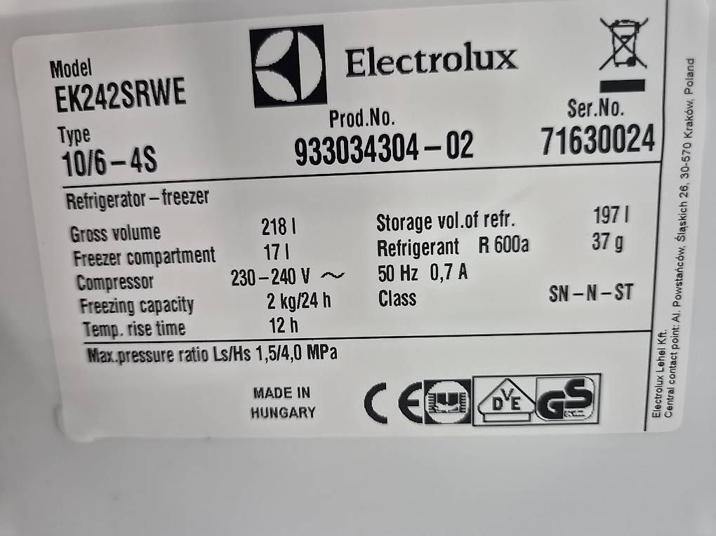Frigoriferi: Electrolux Einbaukühlschrank CH Norm – Usato da Bern venduto da jon_ybx6 4