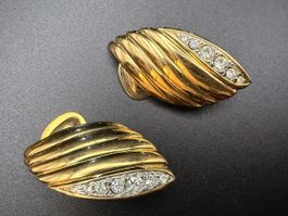 Vintage-Ohrringe Cabouchon Paris – Goldfarben Defekt