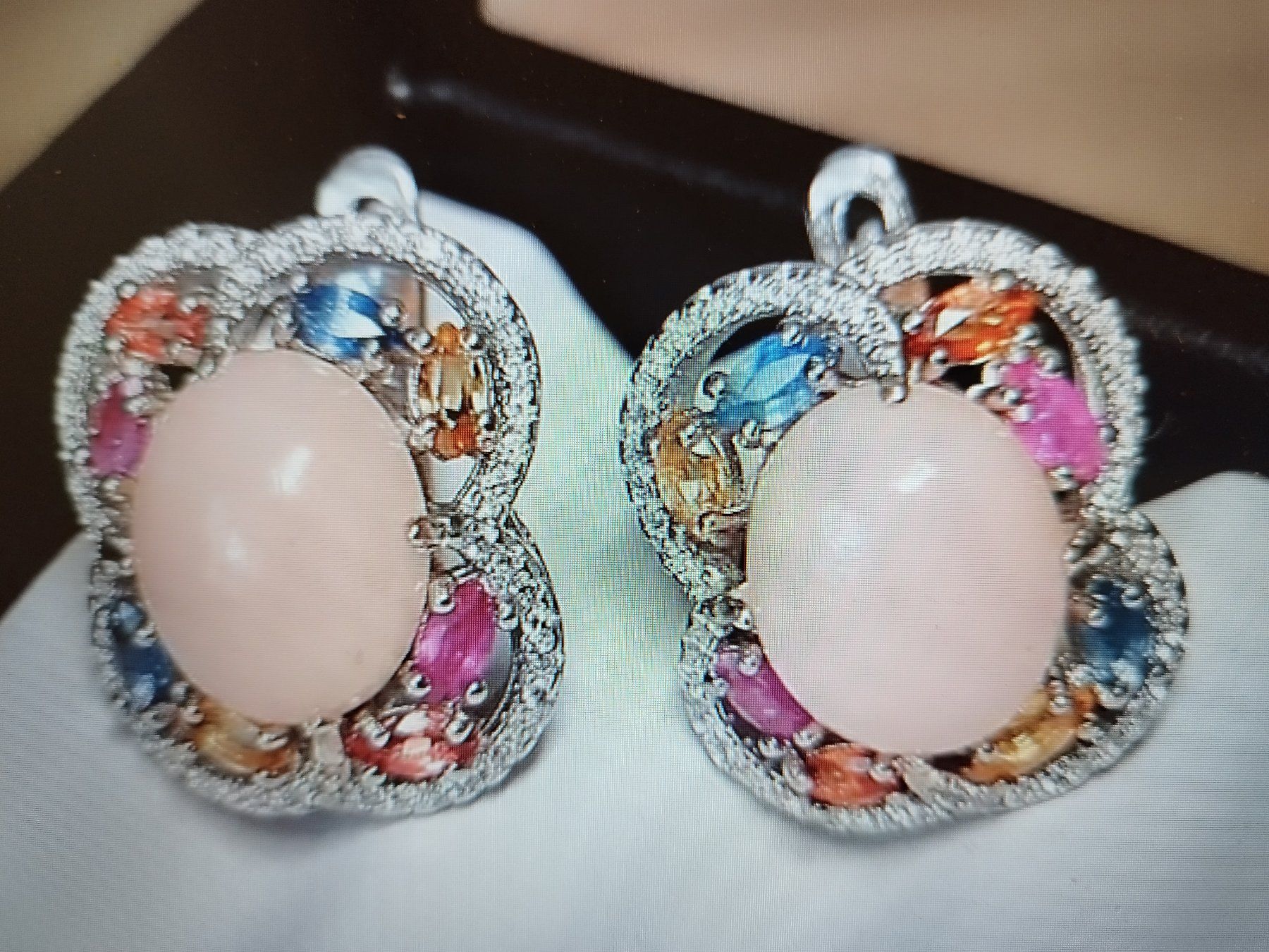 Ohrringe & -stecker: Natural Pink Opal, Sapphire OHRRINGE. – Neu und originalverpackt aus Basel von pro_79rs