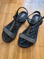 Damensandalen schwarz Grösse 38 mit Strasssteinen