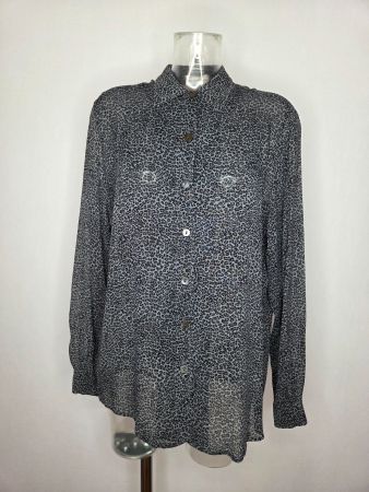Vintage Leopardenmuster Viskosebluse – EU 42 / L