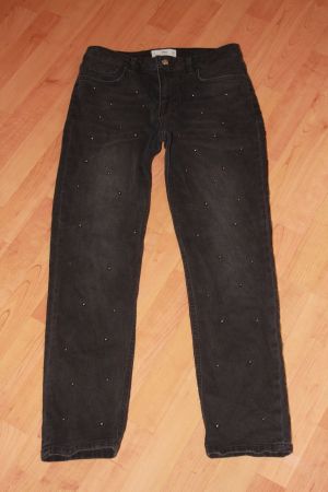 schwarze Jeans 38 mit Perlen