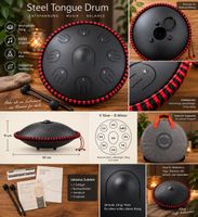 Steel Tongue Drum D-Moll 9 Töne inkl. Tasche und Zubehör
