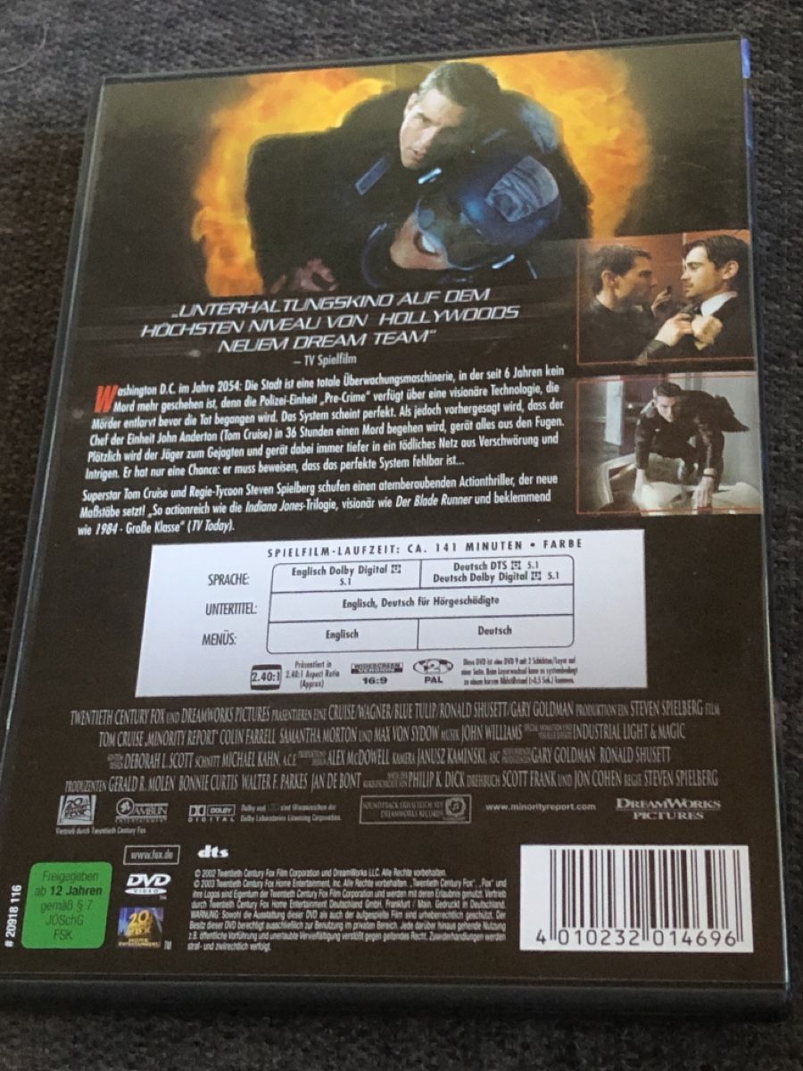 Alle DVDs: DVD, MINORITY REPORT – Gebraucht aus Balsthal von Katzenfan99 1
