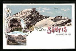 Litho Säntis, Gasthaus auf dem Gipfel, 