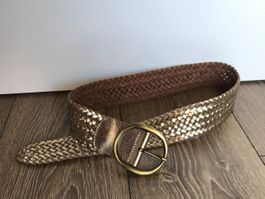 Maison 123 paris ceinture dorée en croûte de cuir