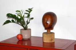 Vintage HUTMACHER KOPF Skulptur Modell Holz