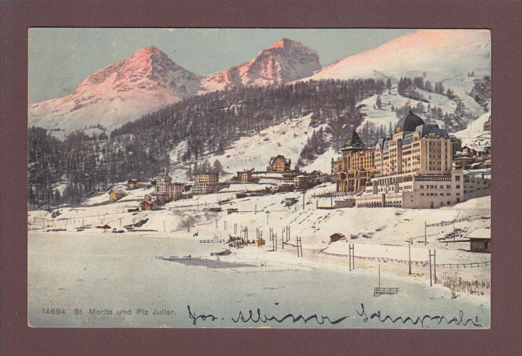 Ansichtskarten: ST. MORITZ - Piz Julier - 1909 – Gebraucht aus Pully von nicecards