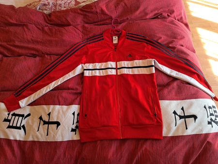 Adidas Trainingsjacke rot weiss Grösse M 
