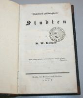 K. W. Krüger: Historisch philologische Studien, 1837