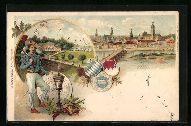 Cancelleria postale: Litho Ganzsache Bayern PP15E9: Kitzingen – Usato da Berlin venduto da bartko-reher