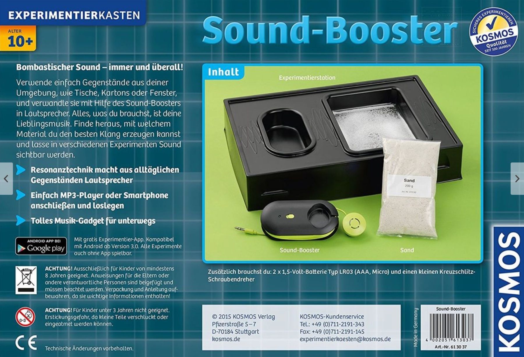 Kosmos Giocattoli: Kosmos Experimentierkasten, Sound-Booster – Nuovo e nell'imballaggio originale da Wagenhausen venduto da M.Sieg 1