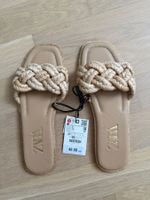 Sandaletten ZARA Beige Geflochten Gr. 37 neu Sandalen Raffia