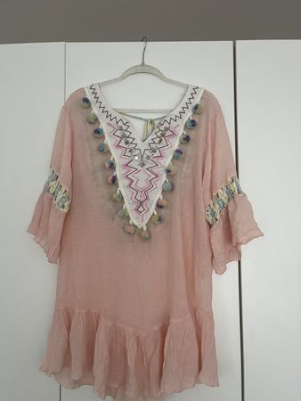 Strandkleid mit Rückenausschnitt Rosa Grösse M