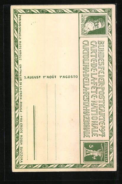 Cartoline postali: Schweizer Bundesfeier 1917, Frau schütz – Usato da Berlin venduto da bartko-reher 1