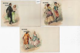3 AK Bonne Annee - Frohes Neujahr Folk-Tanz - Litho