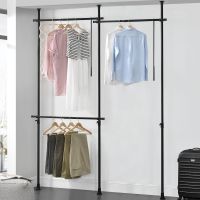 Teleskop 2er Garderobe Kleiderstange Garderobenständer Black
