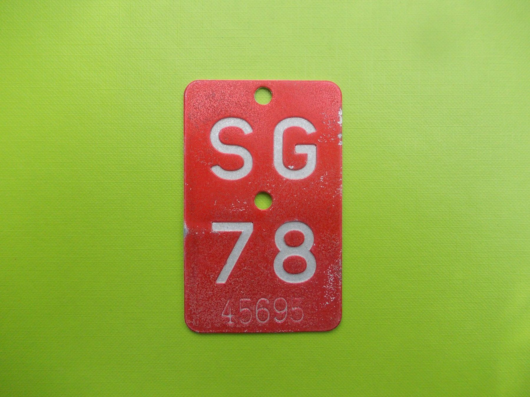 Insegne: Velonummer / Fahrradnummer SG 78 – Usato da Gsteigwiler venduto da HORMIGA21