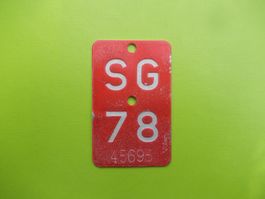 Velonummer / Fahrradnummer SG 78