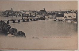 AK Basel BS alte Rheinbrücke Münster Panorama 1900 ungel.