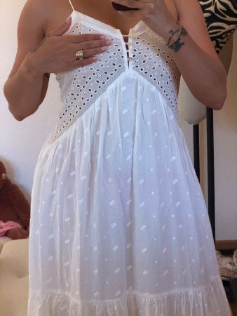 Weißes Boho-Kleid – 100% Baumwolle