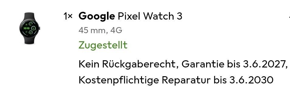 Google Smartwatch: Google Pixel Watch 3 | 45 mm | LTE | Garantie bis Juni 2027 – Usato da Ennenda venduto da moritzschiesser 2