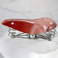 Selle de vélo élastique à 3 ressorts en cuir de vache rétro