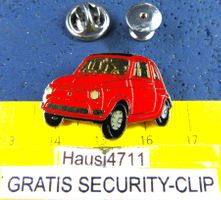 FIAT 500 L ROT AUTO PIN OLDI GLSIERT MIT SECURITY-CLIP