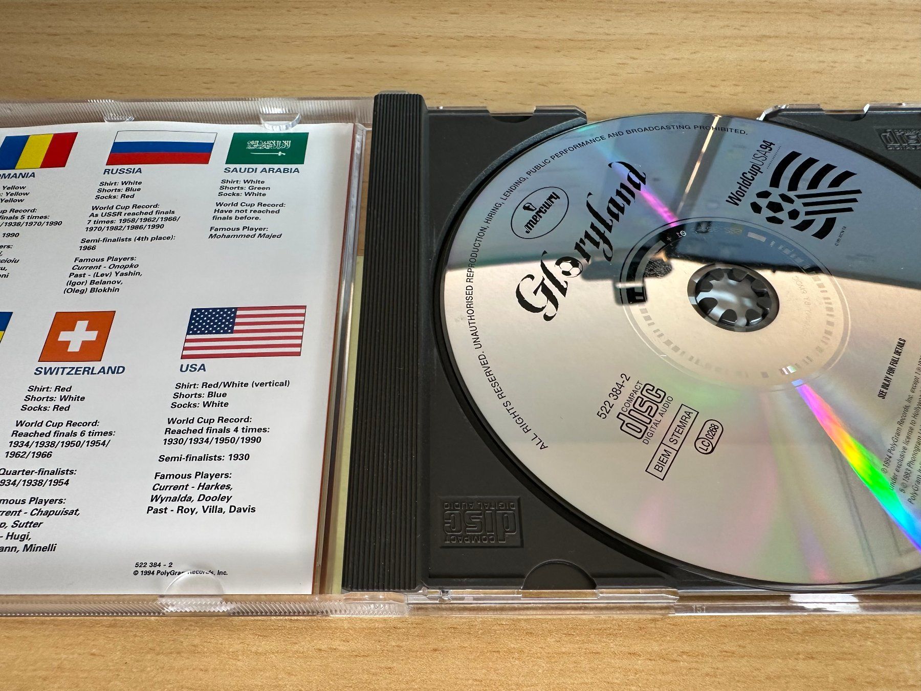 CD: Various – Gloryland (World Cup USA 94) – Usato da Rikon im Tösstal venduto da Alpenmutz 2