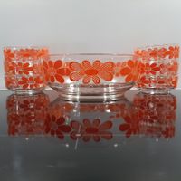 Vintage 70er Schüssel Set Glas Space Age Flower Power Design