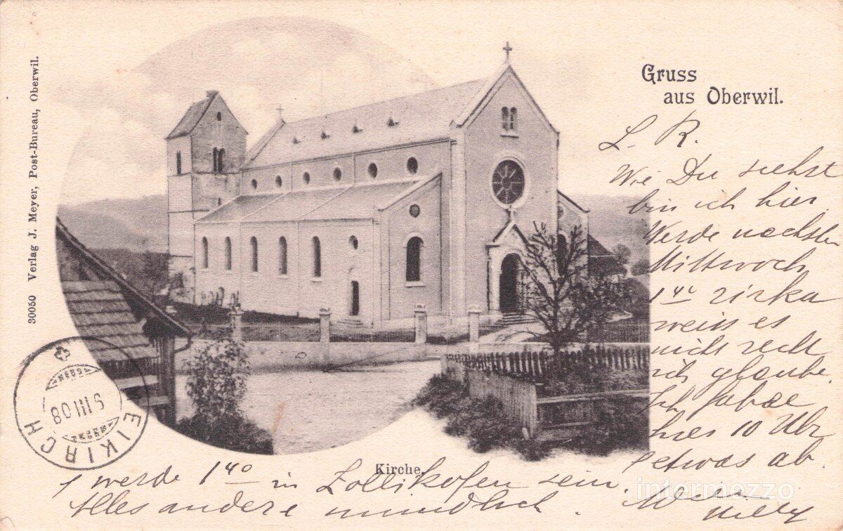 Cartoline postali: Oberwil BL // 1908 Kirche // Sommer – Usato da Basel venduto da intermezzo12