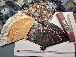Vintage Fächer 3 Spanien Bali Japan China Bambus Souvenir