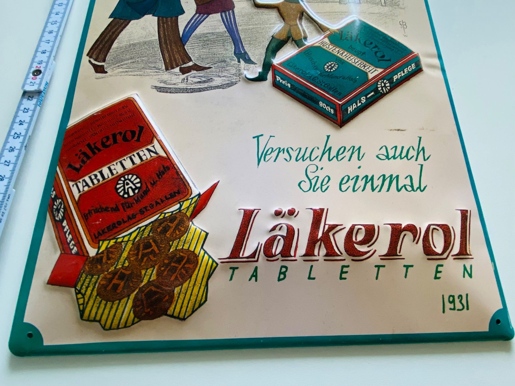 Insegne: Läkerol Werbung Schild Blechschild Tabletten St. Gallen 1931 – Nuovo (secondo la descrizione) da Baar venduto da Saegi1 1