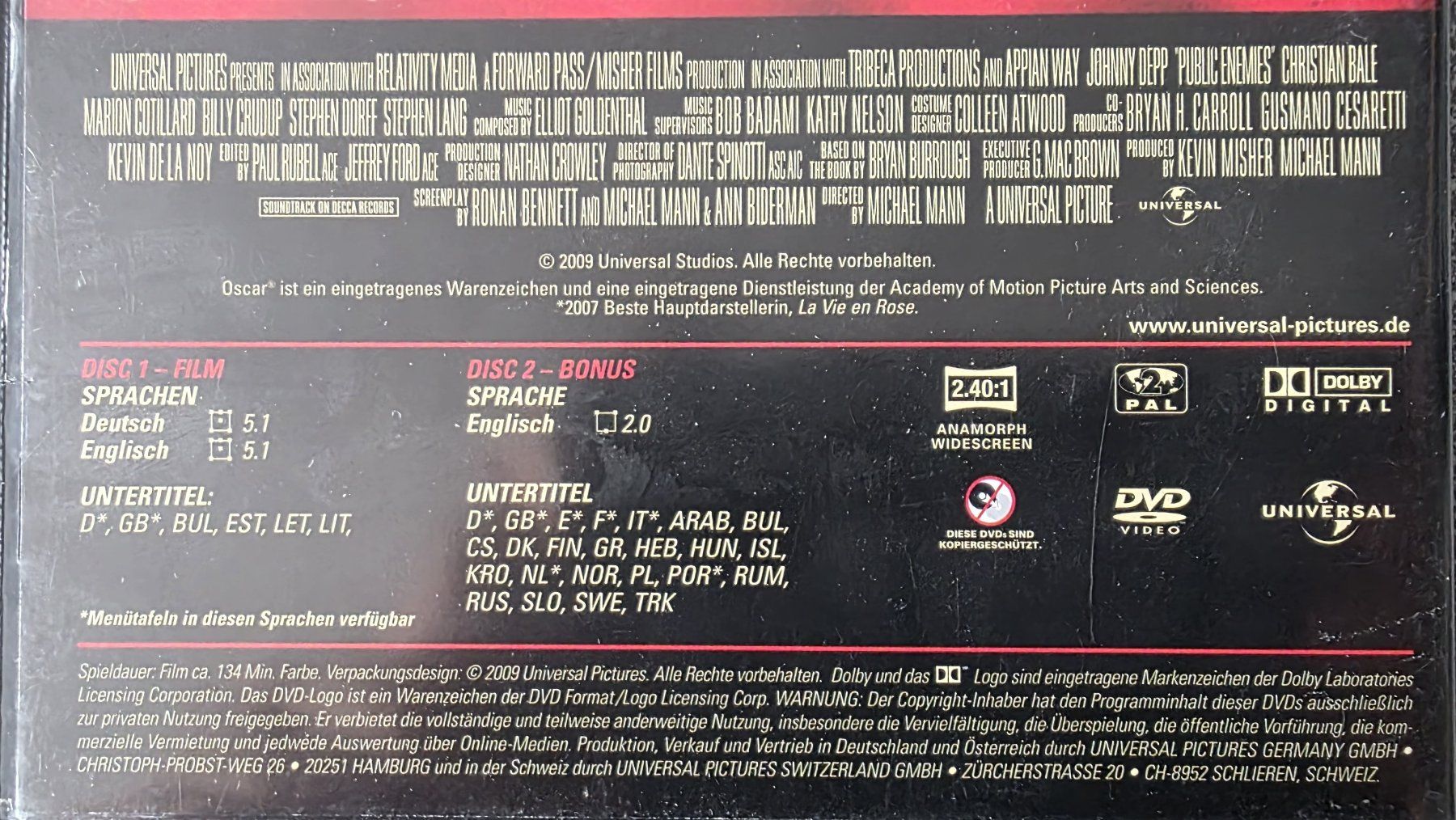 Tutti i DVDs: DVD / Public Enemies - Johnny Depp - 2 Disc Special – Usato da Oetwil am See venduto da fineli2 1