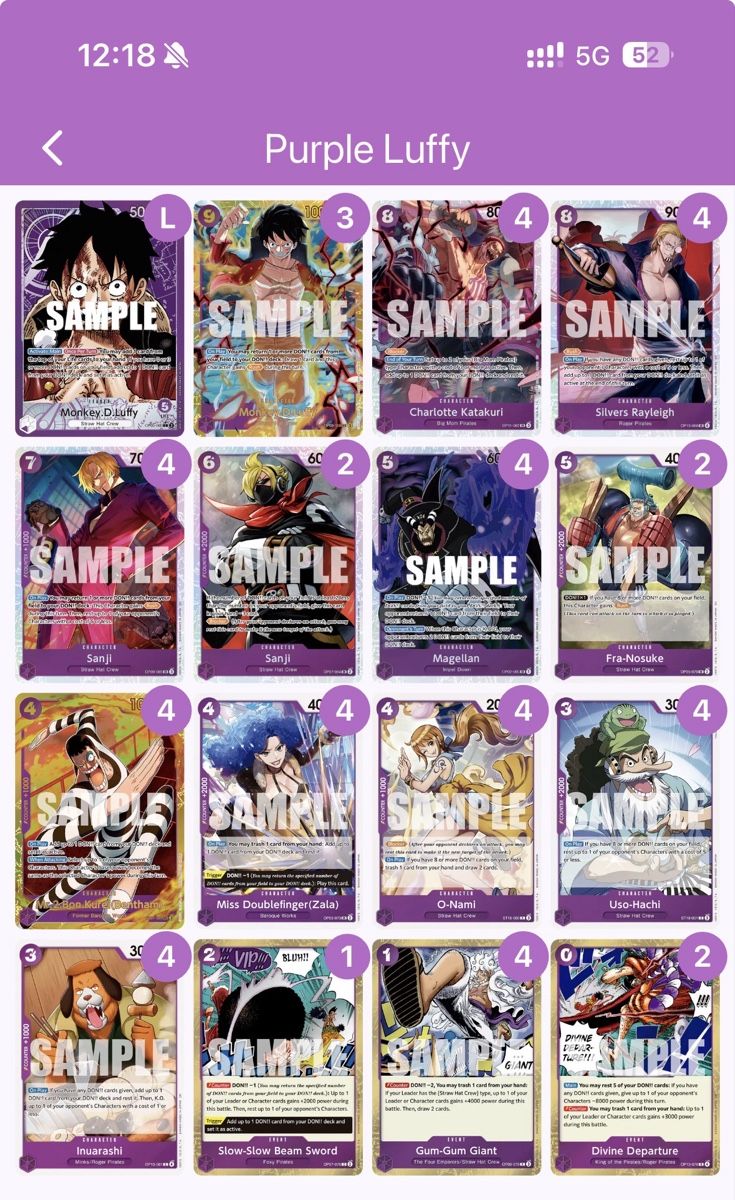 Bandai Sammelbilder & Trading cards: One Piece Purple Luffy Deck – Gebraucht aus Liestal von notMada