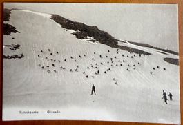 Rutschpartie - Glissade dans la neige  - Carte ancienne