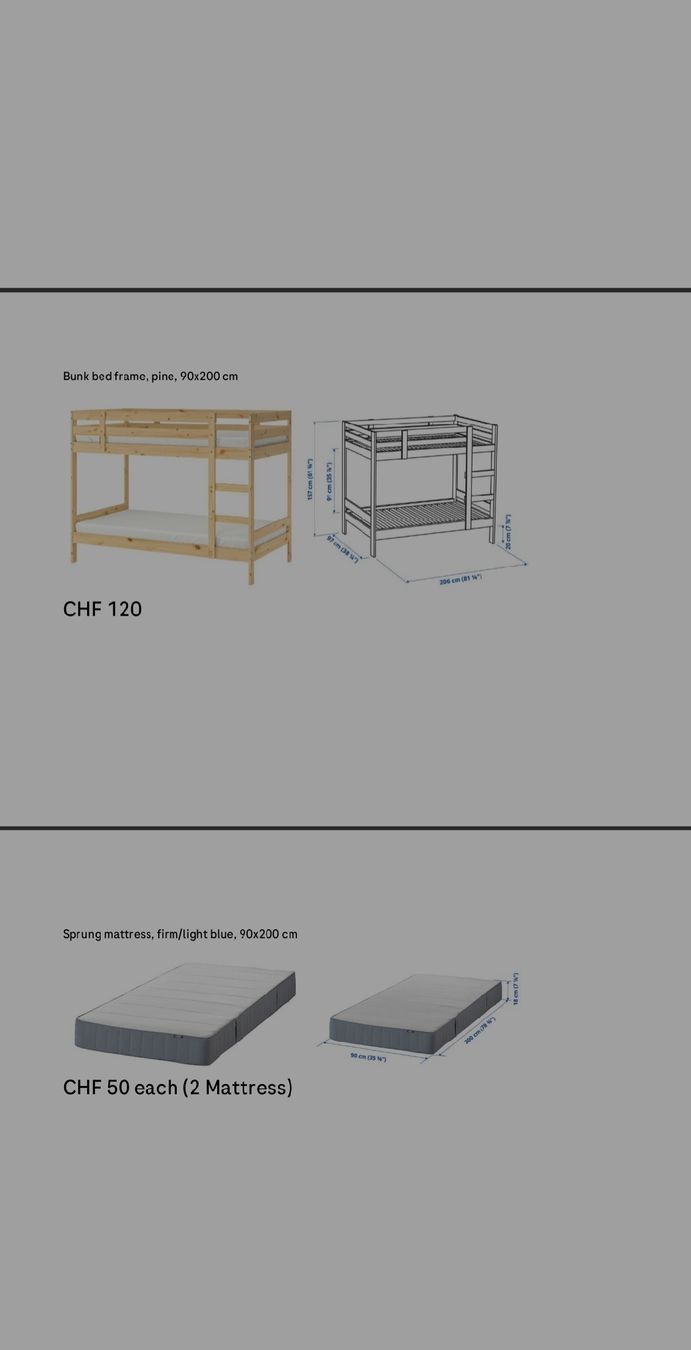 Letti: Bunk bed frame pine with 2 mattresses – Nuovo (secondo la descrizione) da Basel venduto da vik_7qc8 5