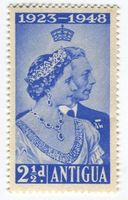 Briefmarke "König Georg VI. & Queen Mum". Antigua 1948