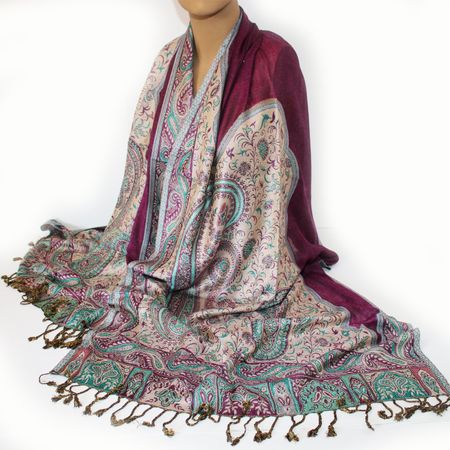 Damenschal Schal Viskose Paisley Pashmina 200x70 Unikat 542