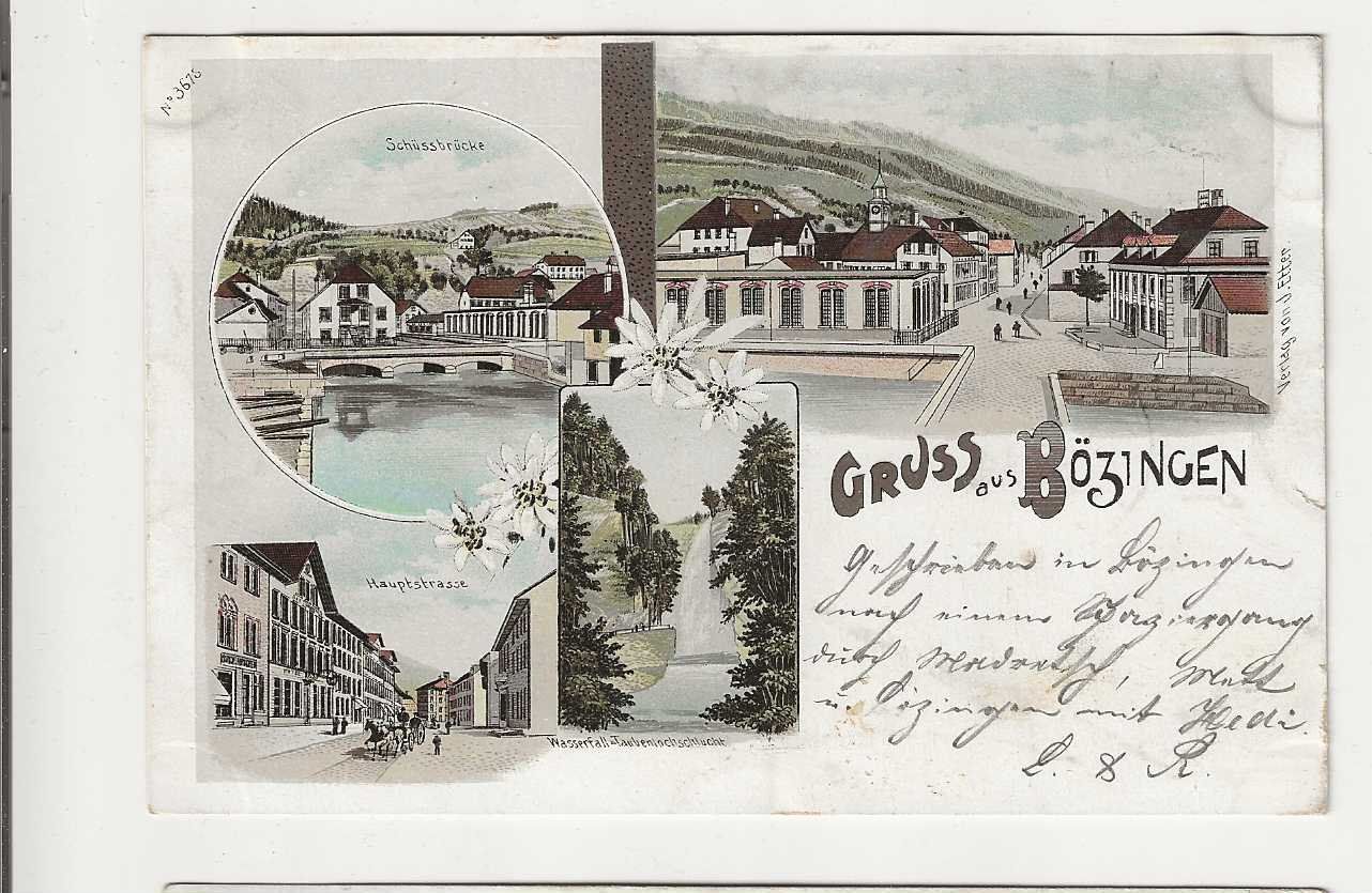 Cartoline postali: Bözingen,  Litho, 1900 – Usato da Spiez venduto da Niesen20
