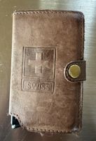 Kartenetui Swiss Leder braun mit Metallgehäuse gebraucht